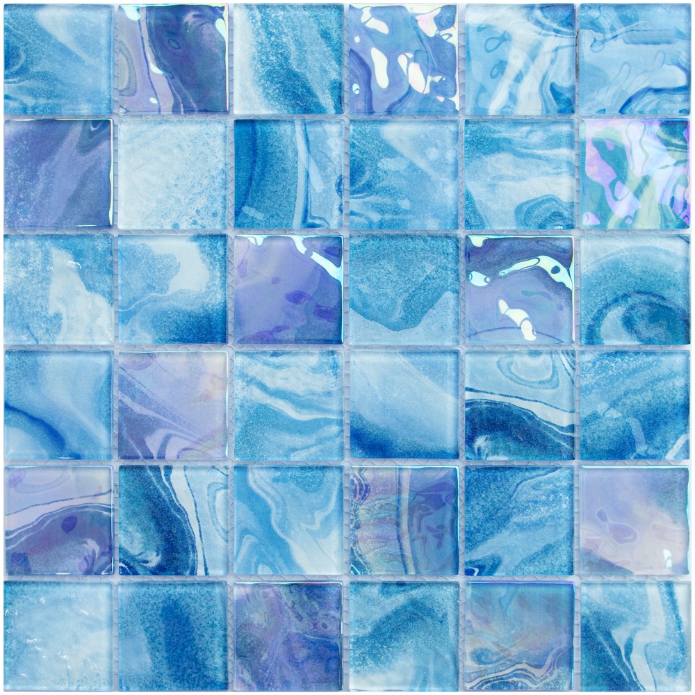 Jassy Iridescent 2x2 Glass Pool Mosaic Tile