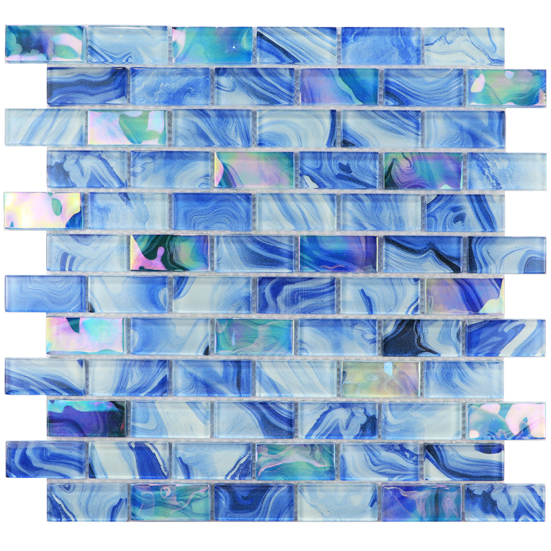 Light Blue Glass Pool Tile 1x2 - Blue Mosaic Pool Tile for USA Pools