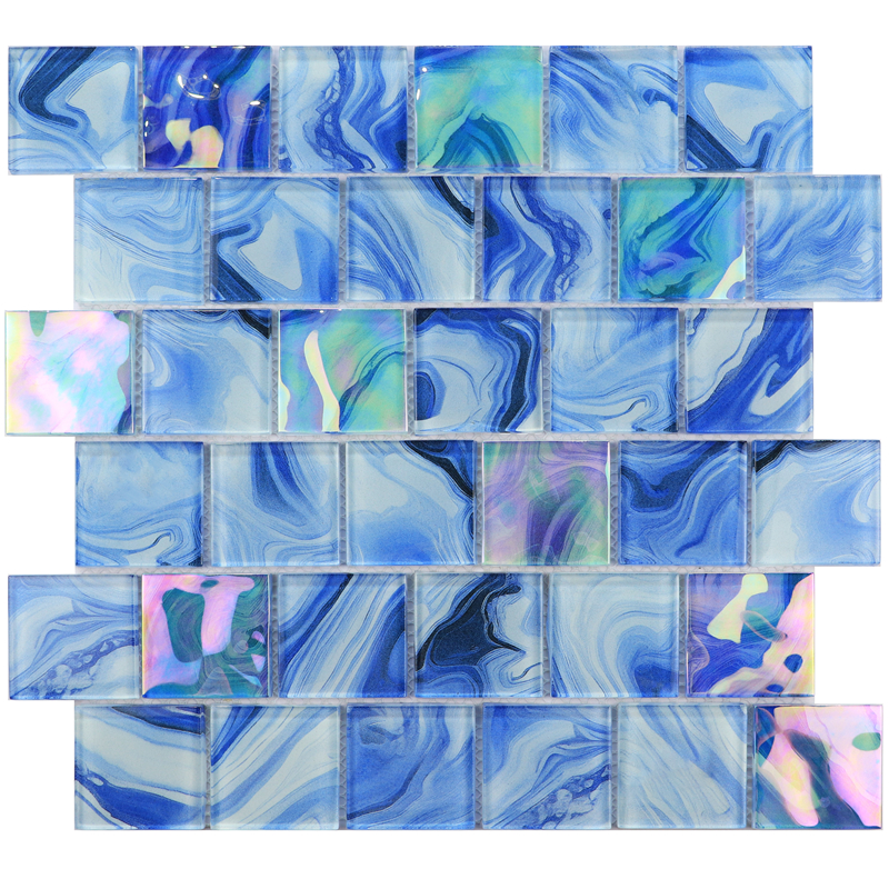 Blue Glass Pool Tile 2x2 - Aqua Blue Pool Tile for Modern Swimming Pools