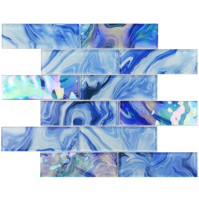 Light Blue Swimming Pool Tiles 2x6 - Blue Glass Tile for Pool Projects