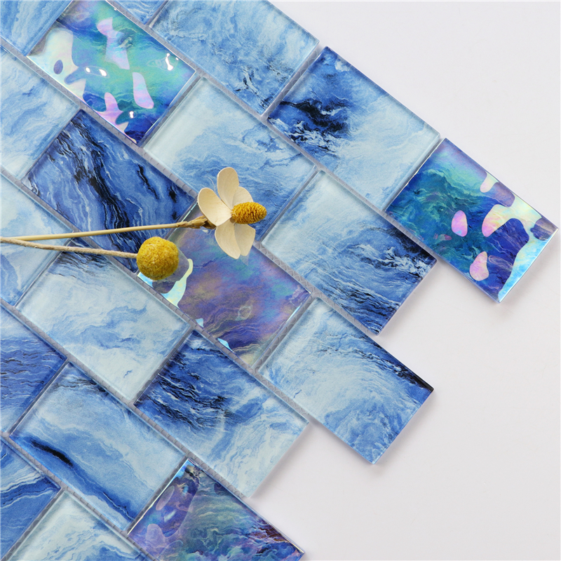 Oceans Aqua Pool Tile 2x3 - Blue Water Pool Mosaic