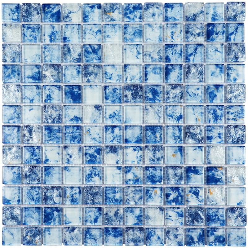 Ocean-Inspired Blue Glass Pool & Feature Wall Mosaics