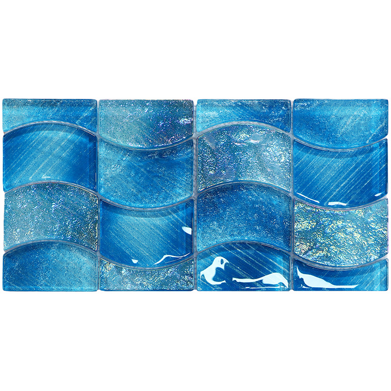 Hand-Painted Glass Mosaic Waterline Tile Pool Border & Accent Strip Collection