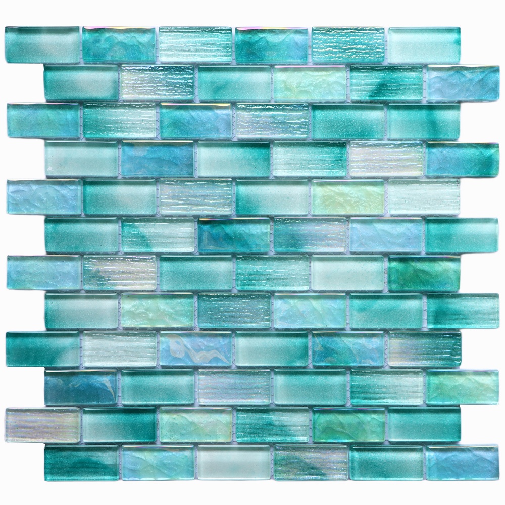 Hand-Painted Glass Mosaic Tile 1×2” for Pool & Interior
