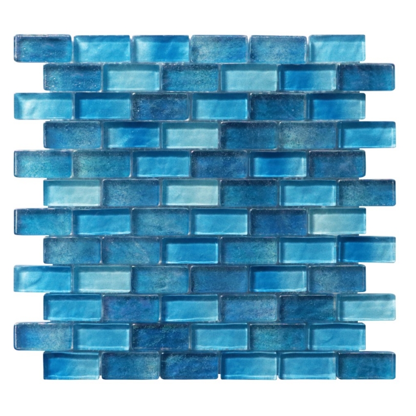 Glitter Inkjet Glass Mosaic Pool Tiles 23x48mm