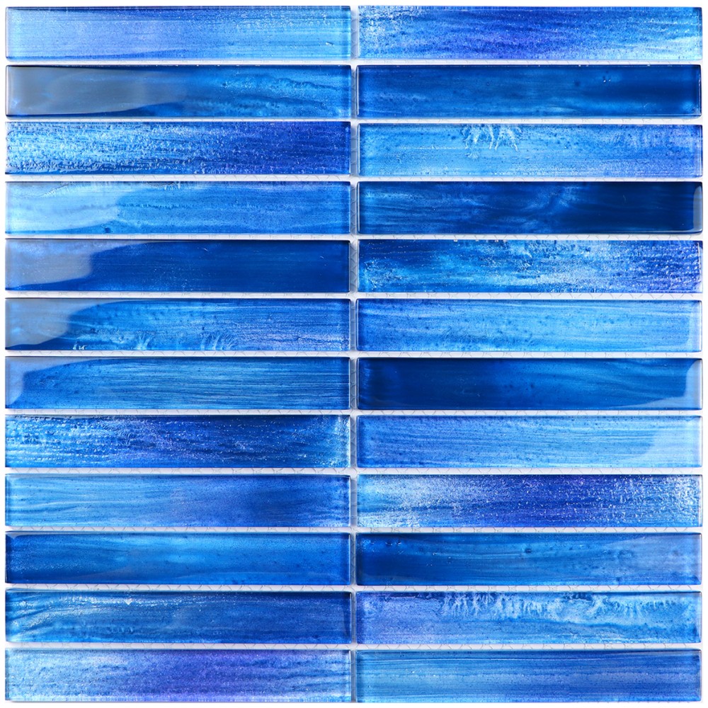 Arthur 25x150mm Blue Glass Mosaic Tile