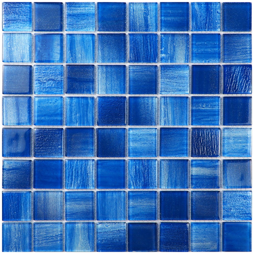 Blue, Teal & Aqua Glass Mosaic Tile Square Mosaic for Pools