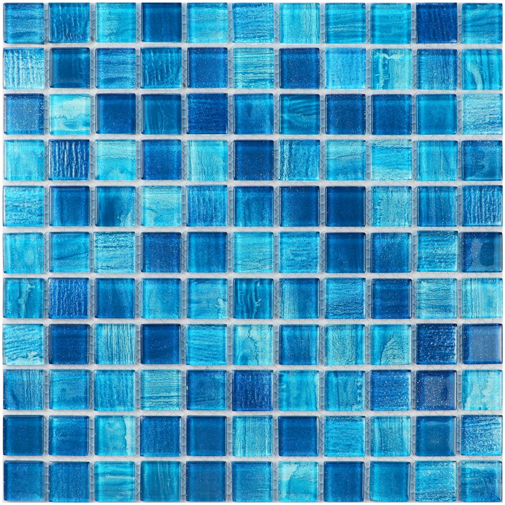 Arthur 25x25mm Blue Green Glass Mosaic Tile for...