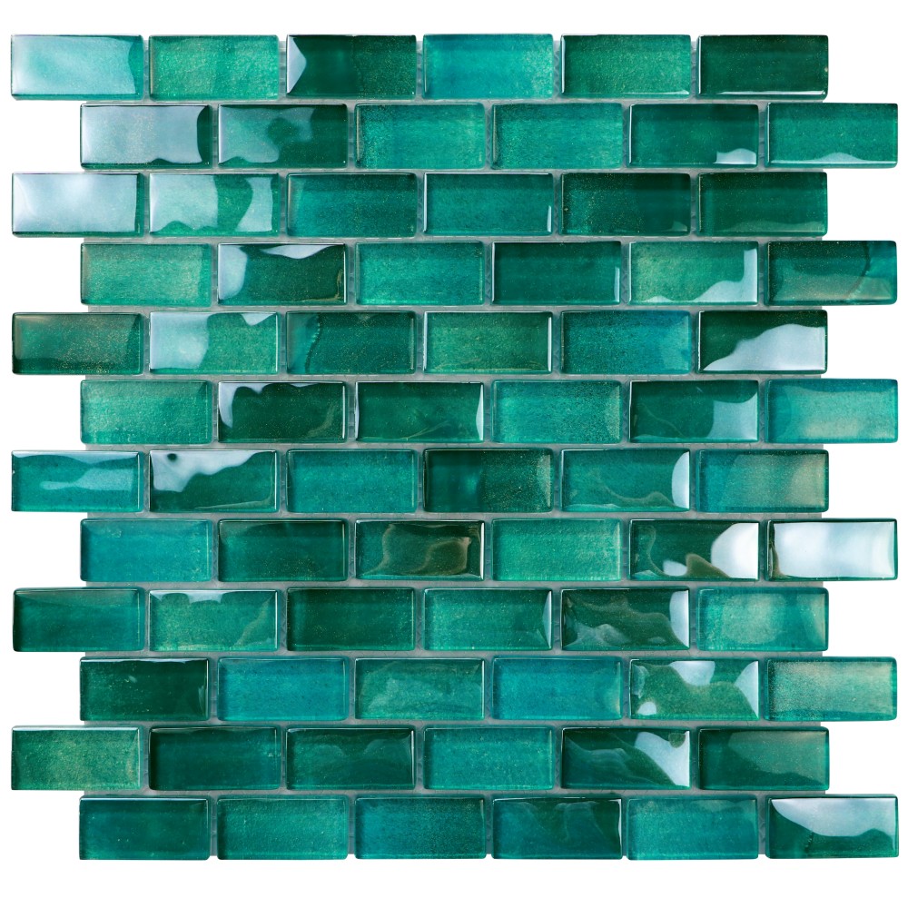 Epsom 1x2” Verde Antiqua Glass Mosaic Tile for ...