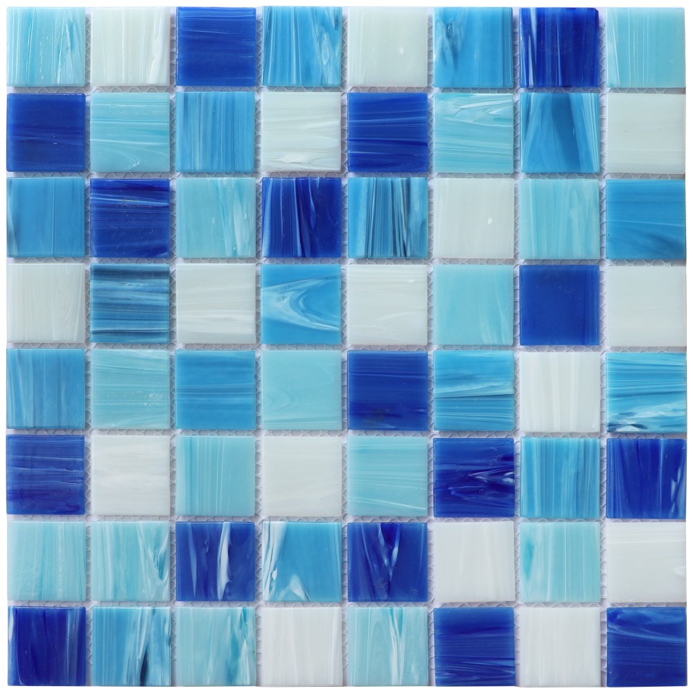 Trier 36x36mm Blue Hot Melt Glass Mosaic Tile