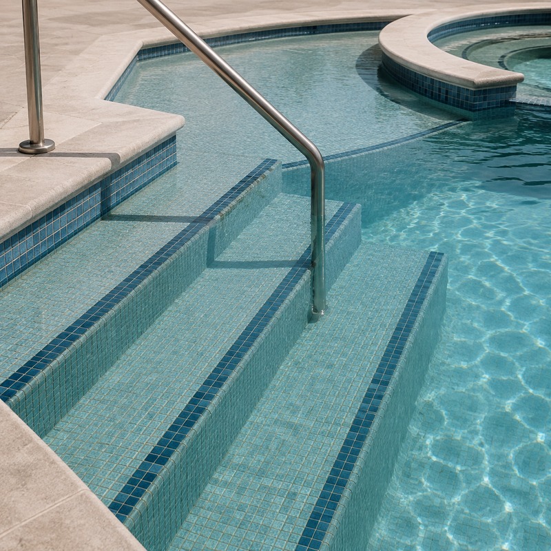 How to Choose Pool Mosaic Tiles for Steps, Shallow Areas and Spas: Slip Resistance & Safety Guide
