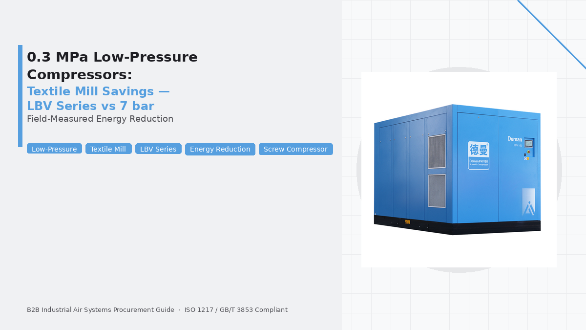 0.3 MPa Low-Pressure Compressors: Textile Mill Savings — LBV Series vs 7 bar Field-Measured Energy ReductionWhy a 0.3-0.45 MPa adjustable LBV screw compressor outperforms a 7 bar industrial compressor