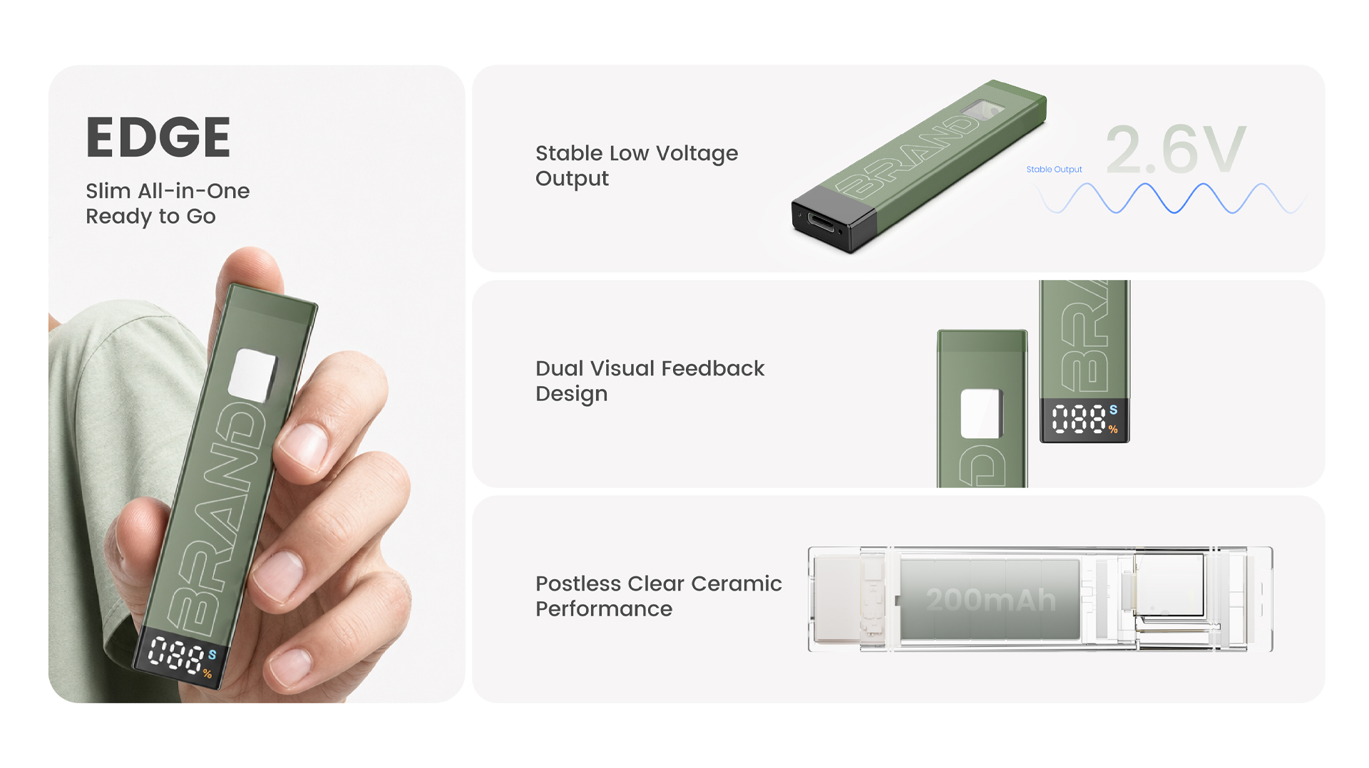 EDGE Smart Vape Cannabis bir martalik ishlatiladigan Vape Uskuna 100% Yonmaydi-2