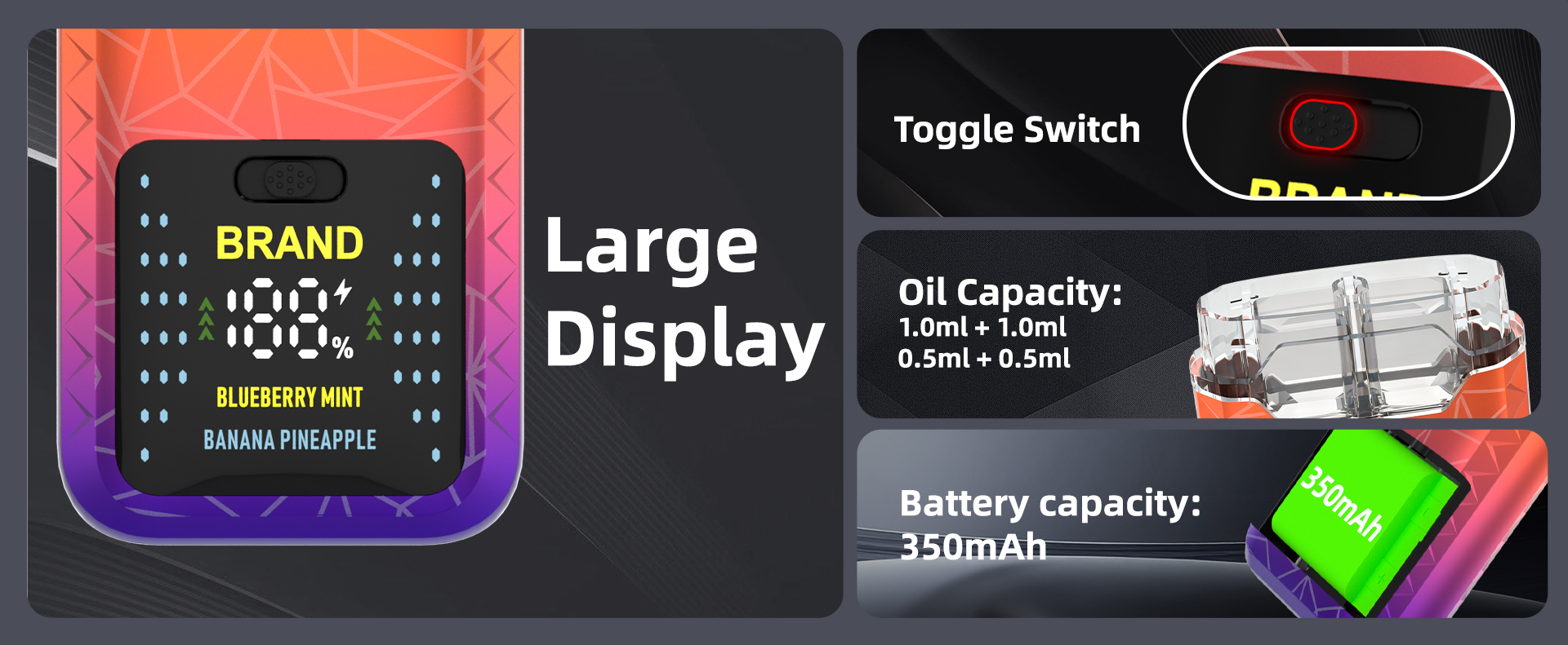 Na'urar Vape ta Magix Rave Smart Display mai ɗakuna biyu (3)