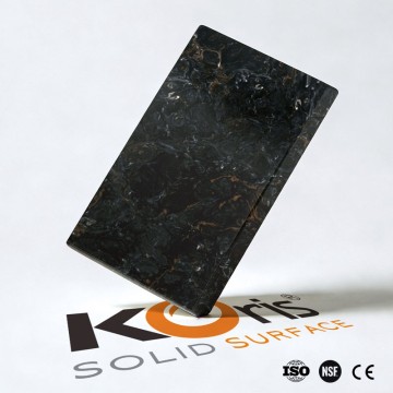 Koris HW3804 black marble pattern acrylic solid surface marble sheet for kitchen island countertop