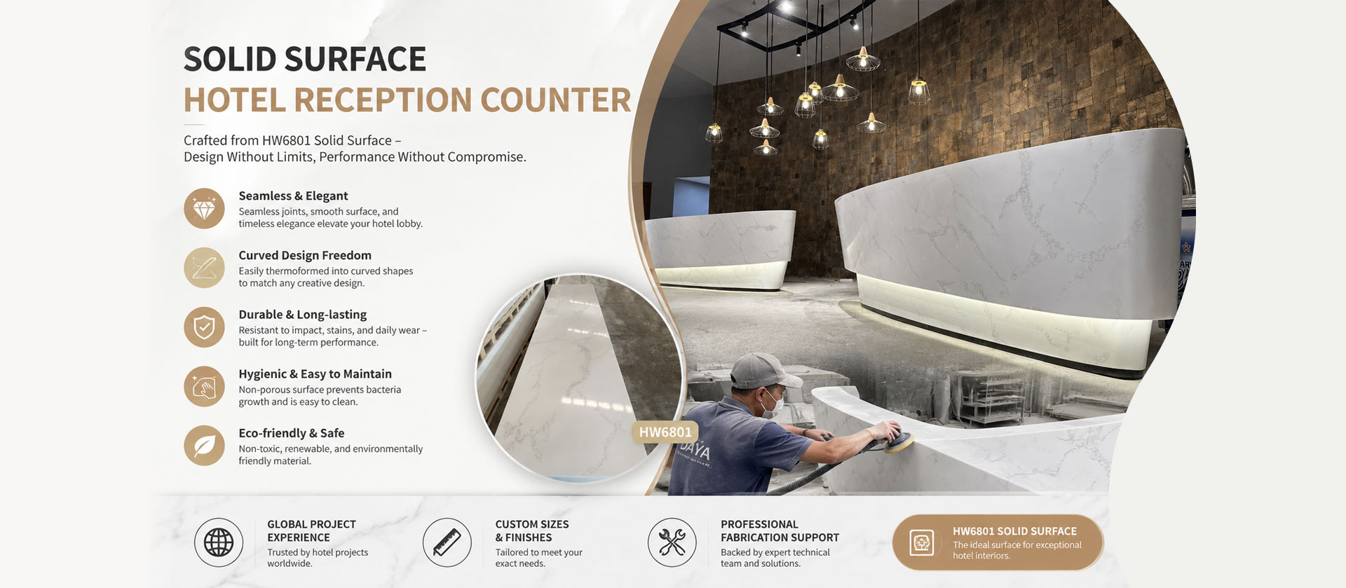 SOLID SURFACE HOTEL RECEPTION COUNTER