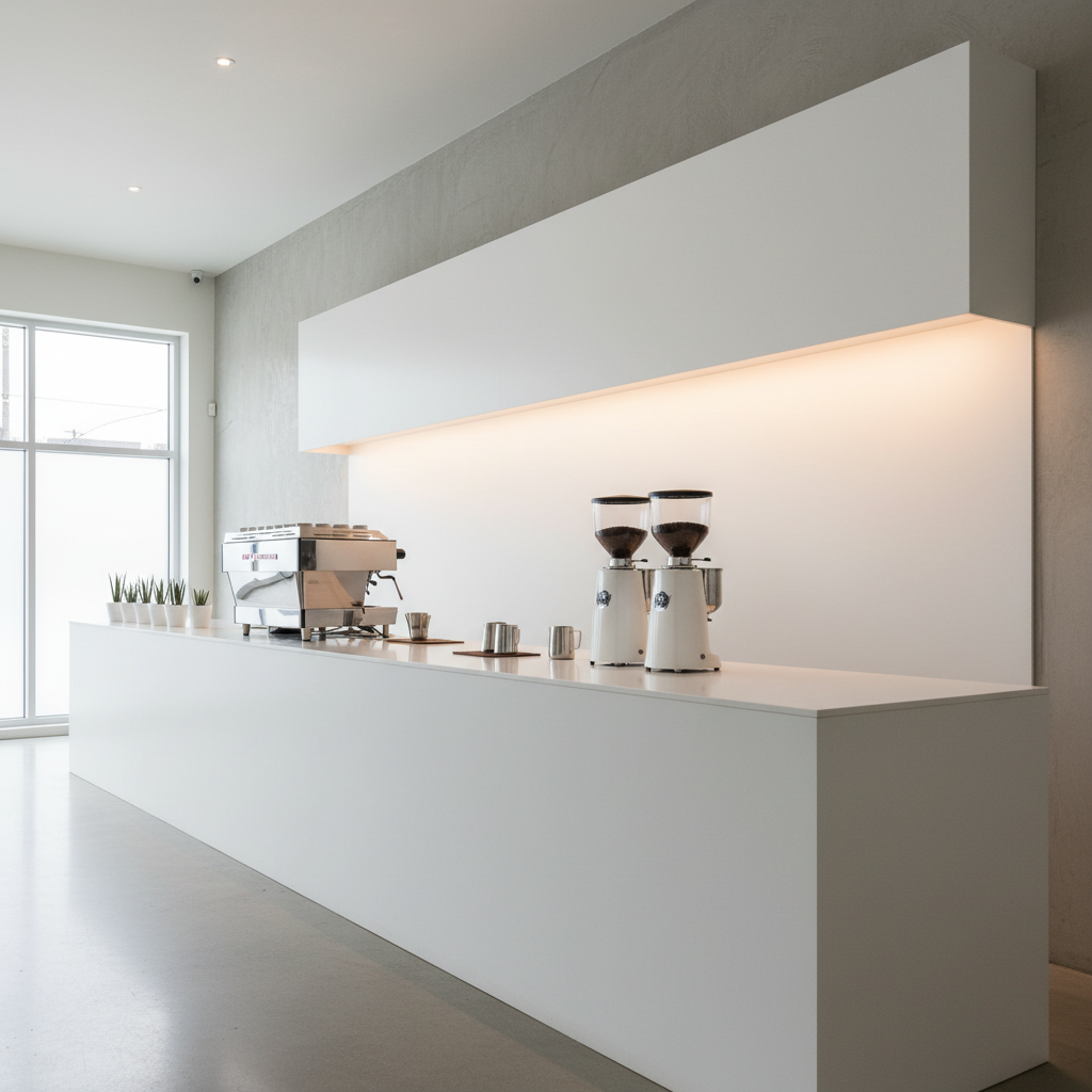 Solid Surface Backsplash For Coffee Shop Service Counters