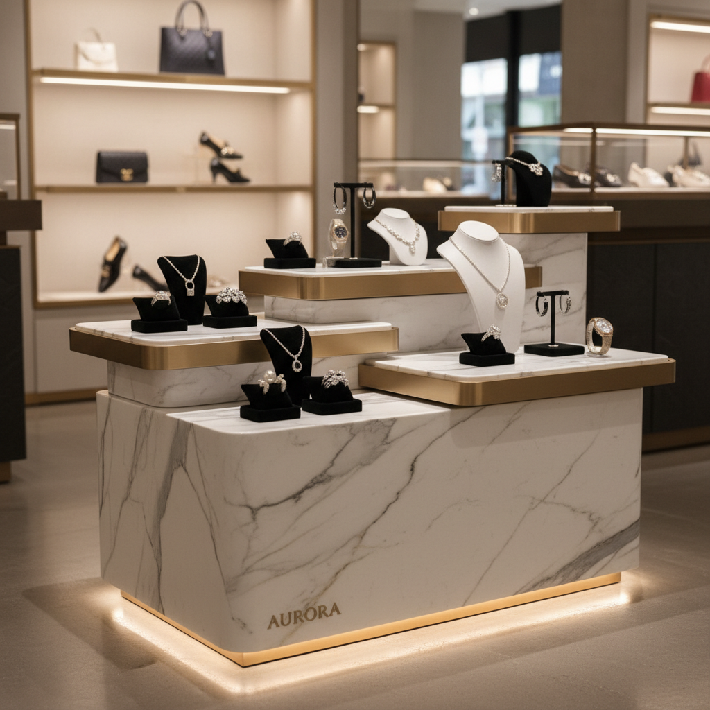 Marble Solid Surface For High-End Retail Display Stands