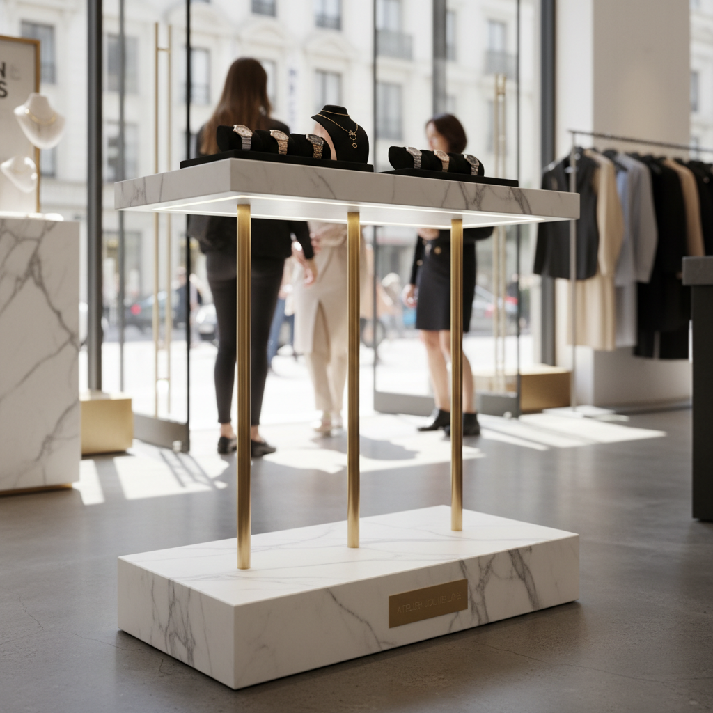Solid Surface Marble For High-End Retail Display Stands