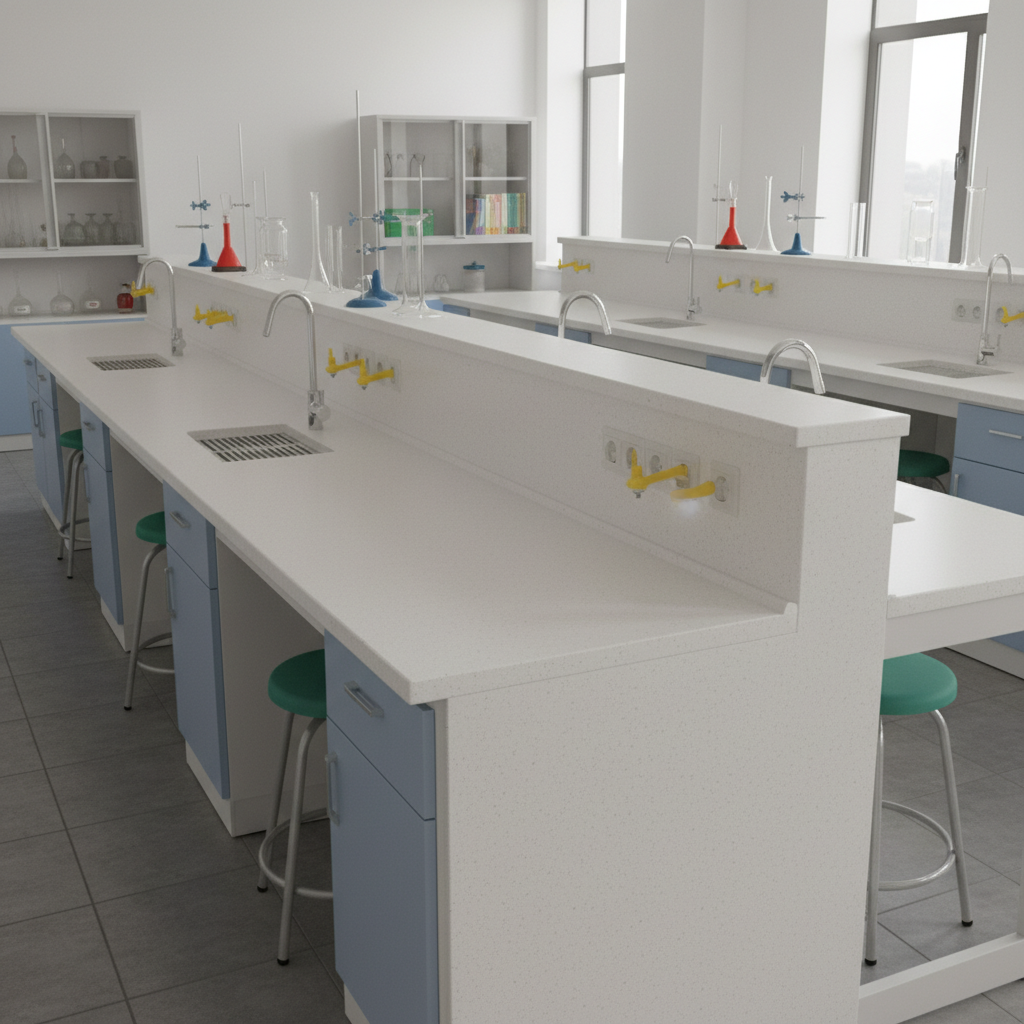 Solid Surface Backsplash For School Laboratory Benches