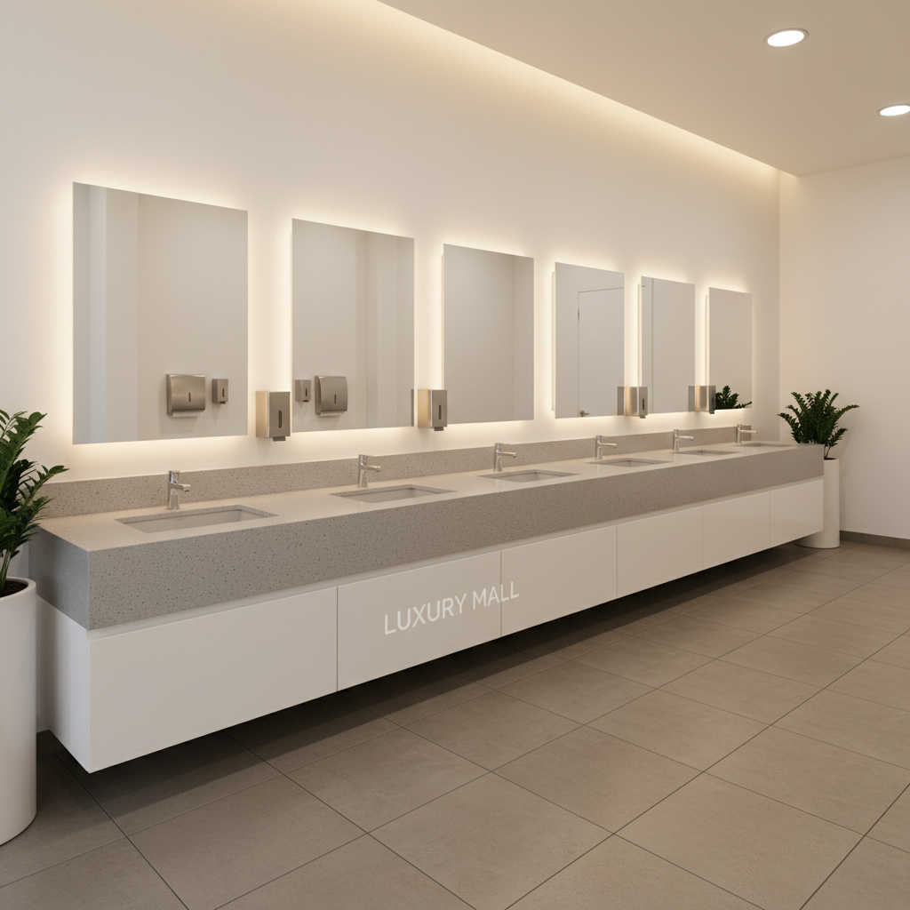 Solid Surface Kitchen Worktops For Shopping Mall Washrooms