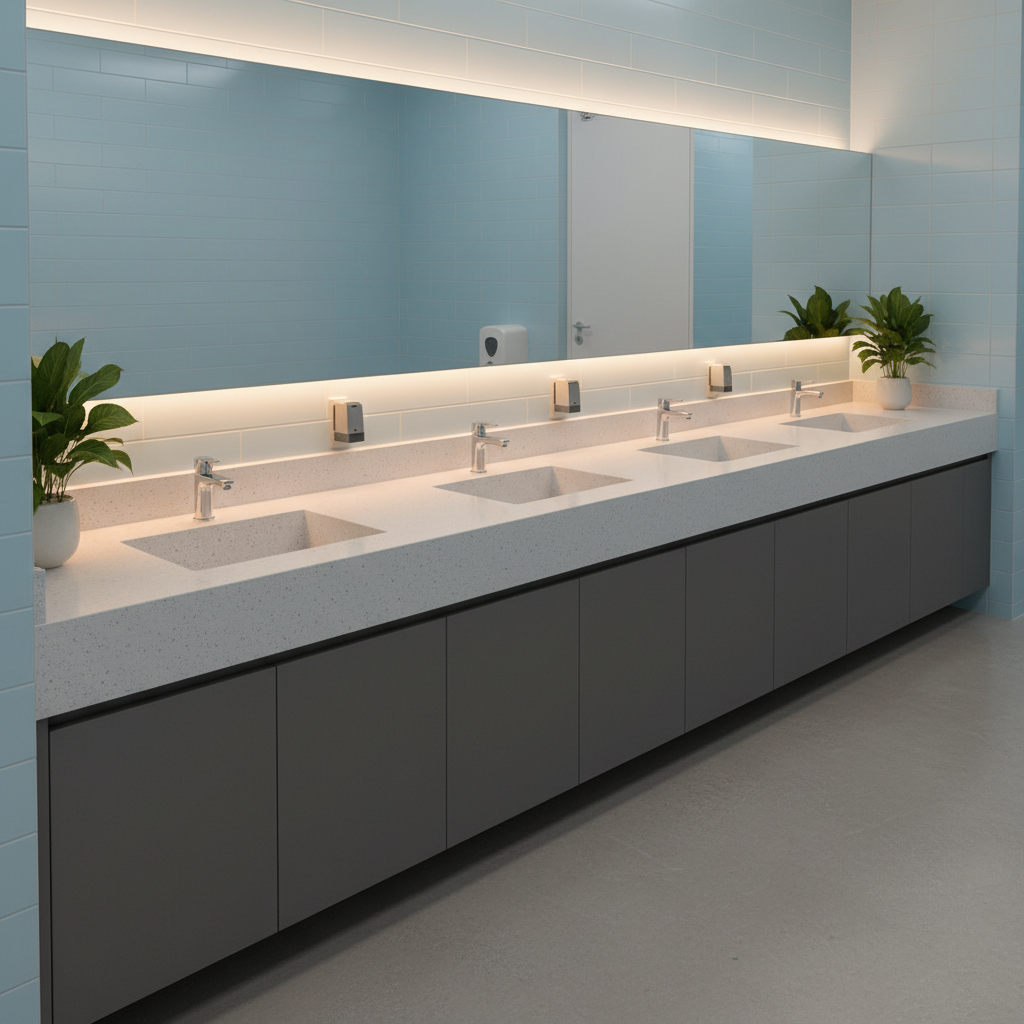 Solid Surface Worktops For Shopping Mall Washrooms
