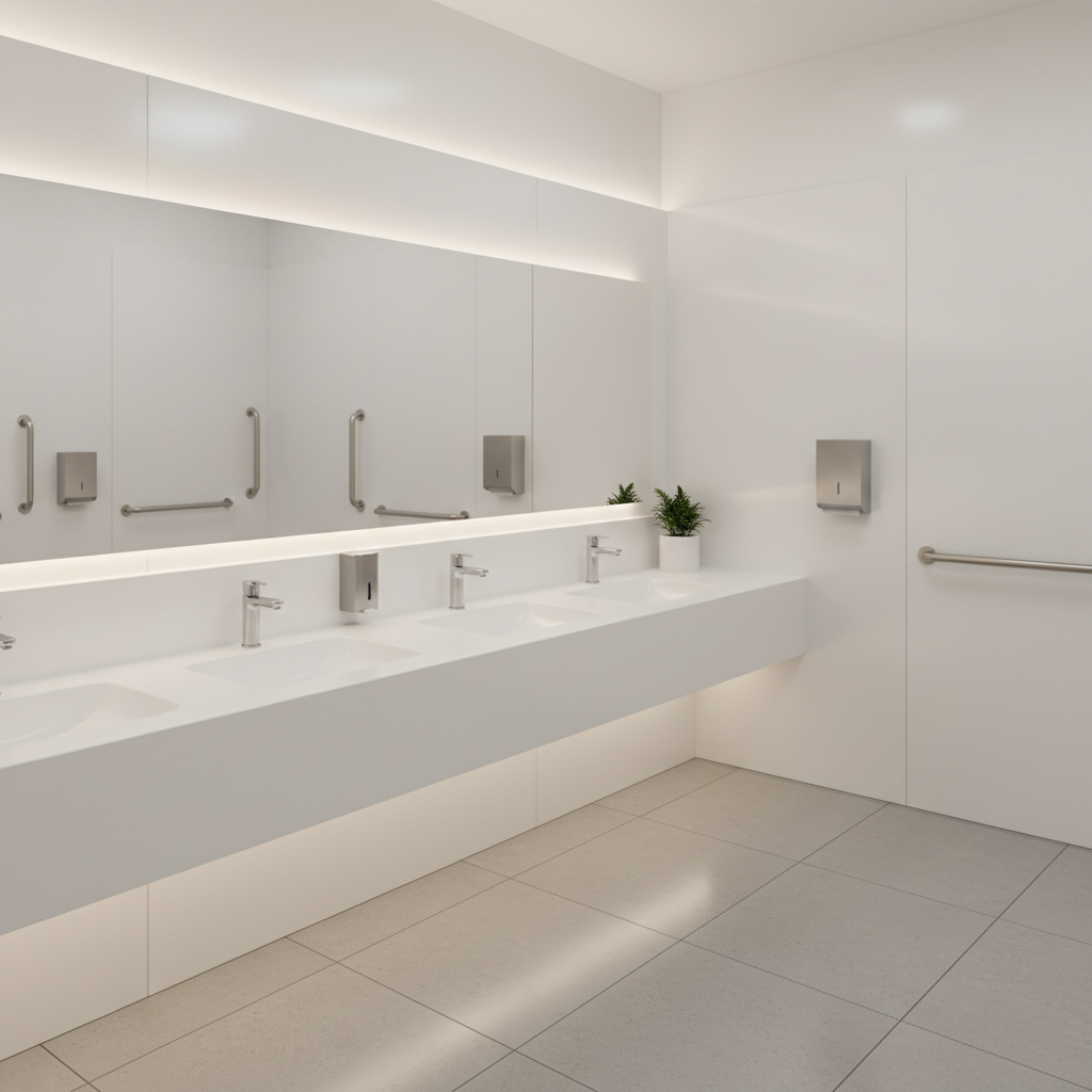 Pure Solid Surface Sheet For Shopping Mall Washrooms