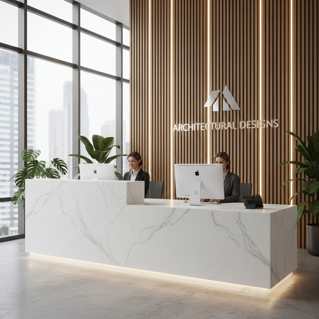 Solid Surface Marble For Office Reception Desks