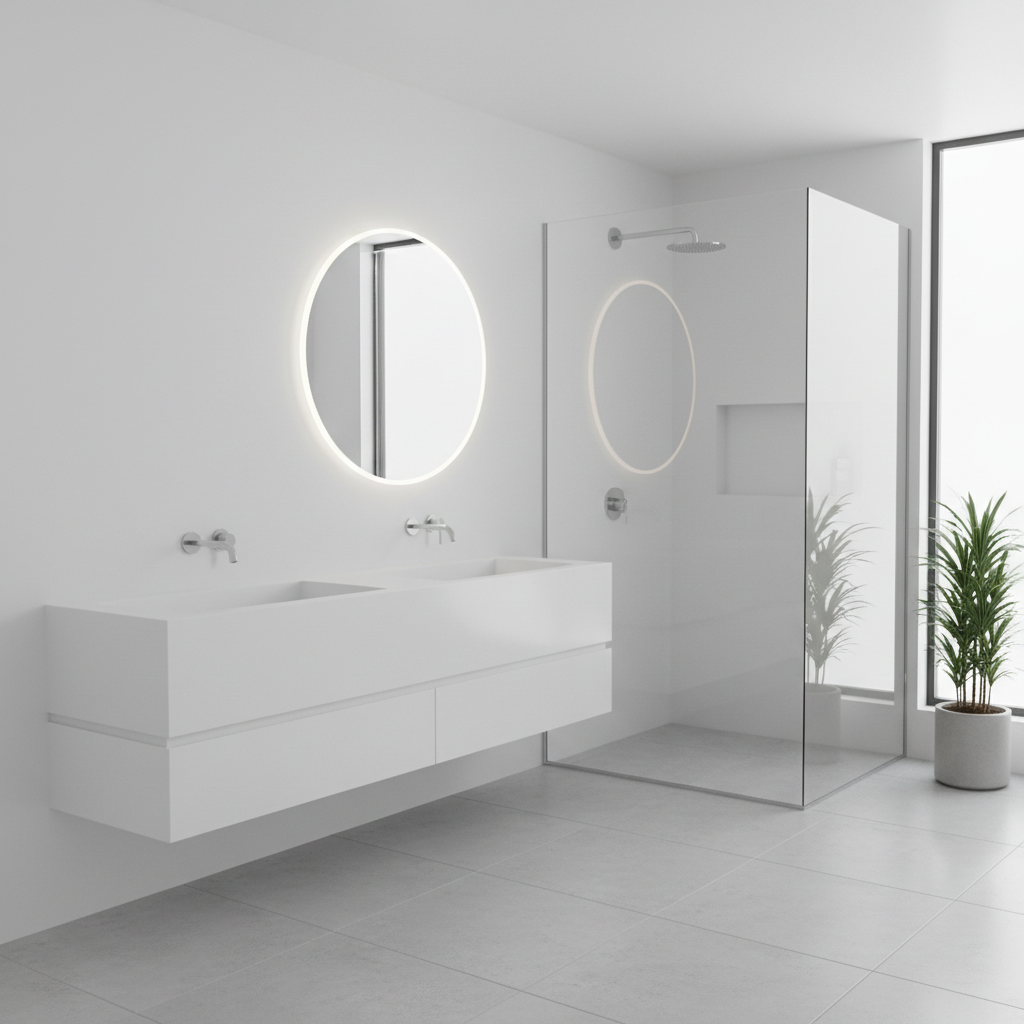 White Solid Surface Countertops For Bathroom Wall Cladding