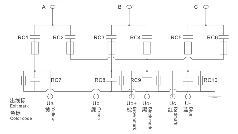 Diagrama del principio de cableado del sensor de voltaje tipo enchufe