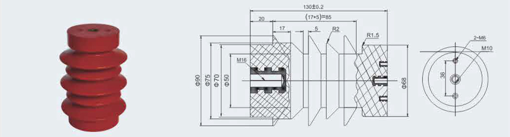 Aislador de poste FN5-10, φ75x130