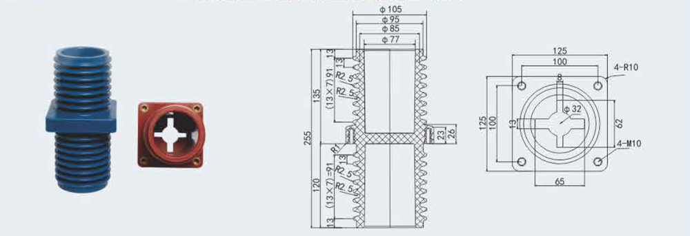 Casquillo de barra colectora TG-12/255x100x100