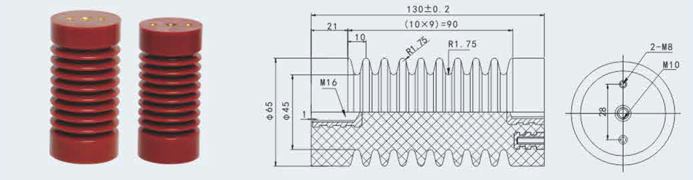 Aislador de poste ZJ10-12, φ65x130