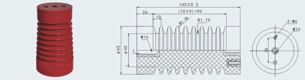 Aislador de poste ZJ10-12, φ85x140