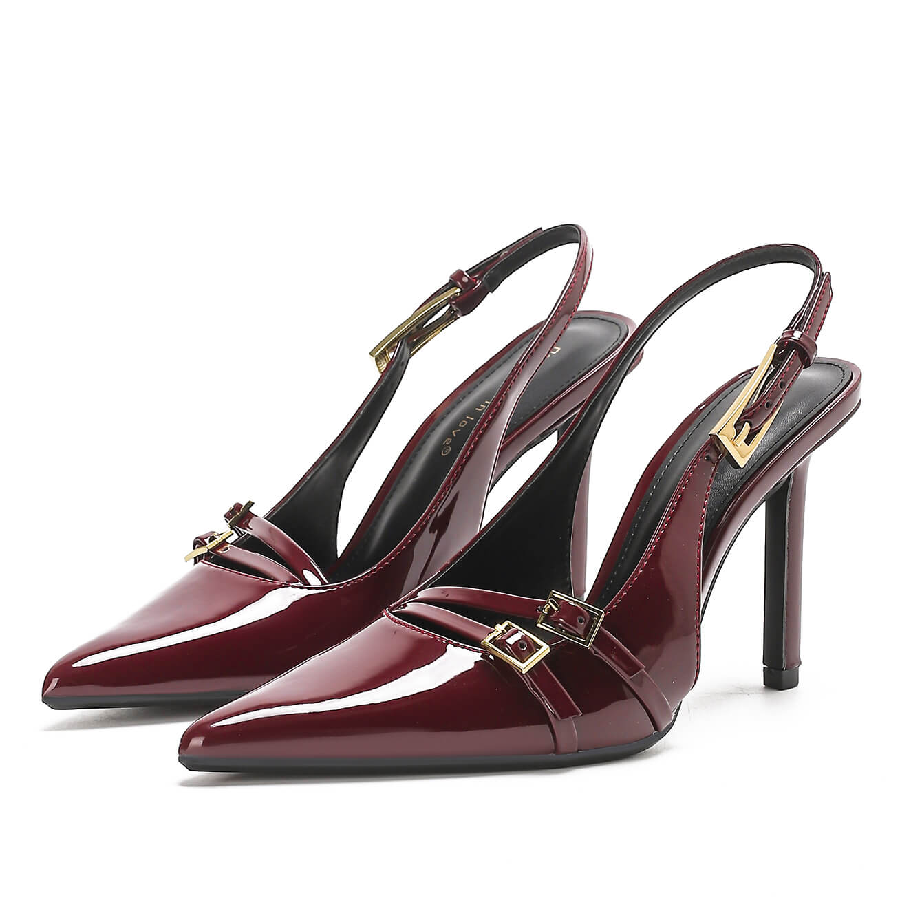 Burgundy Patent Pointed-Toe Quiet Women's Slingback Heels
