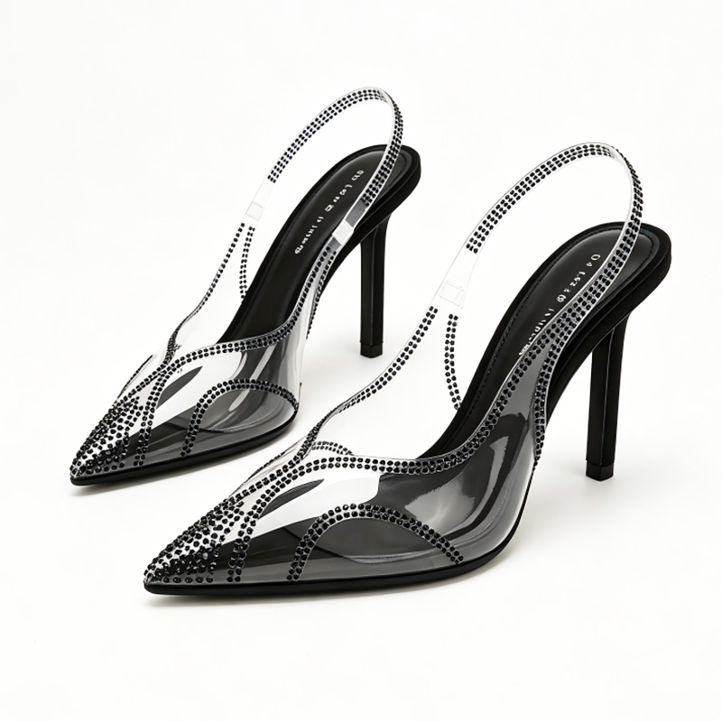 Clear Rhinestone Slingback Stiletto Heels | On feet & in love