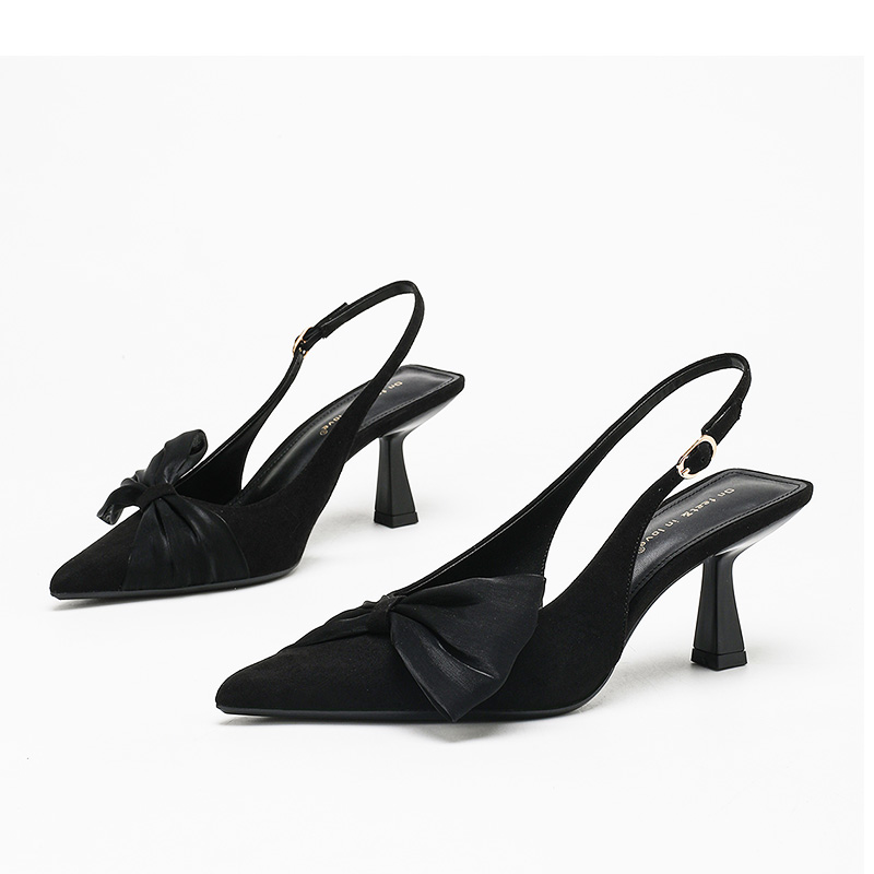 Bow Pointed Toe Slingback Heels - Patent Leather Party Shoes