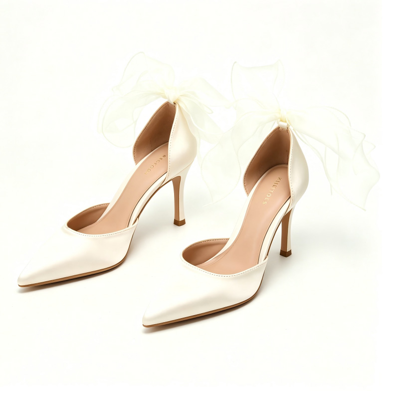 Satin Bow Pointed Wedding Heels Australia