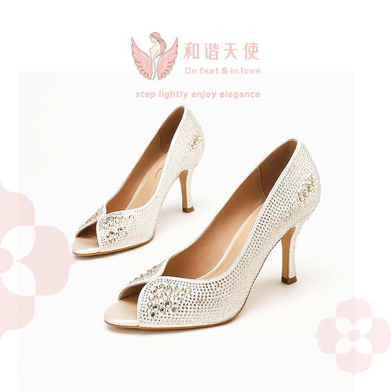 Rhinestone Peep Toe Heel Wedding Shoes