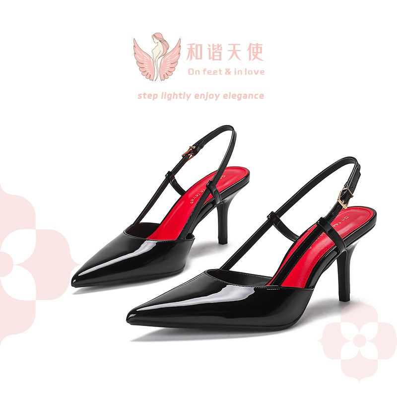 Women's Silent Ankle-Strap High Heels with Back Pull Tab & Slim Heel