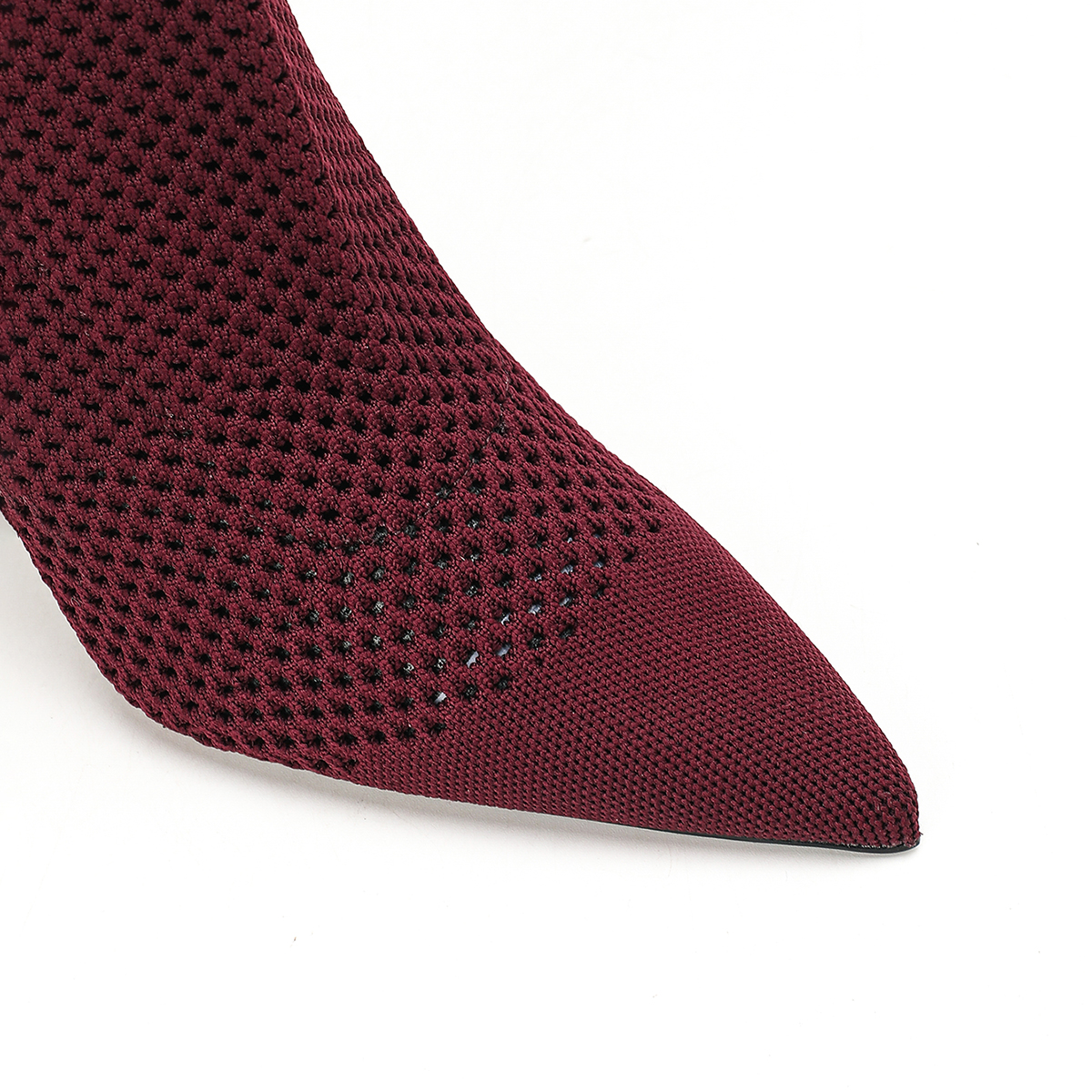 Burgunderfarbene Mesh-Stiletto-Ankle-Boots