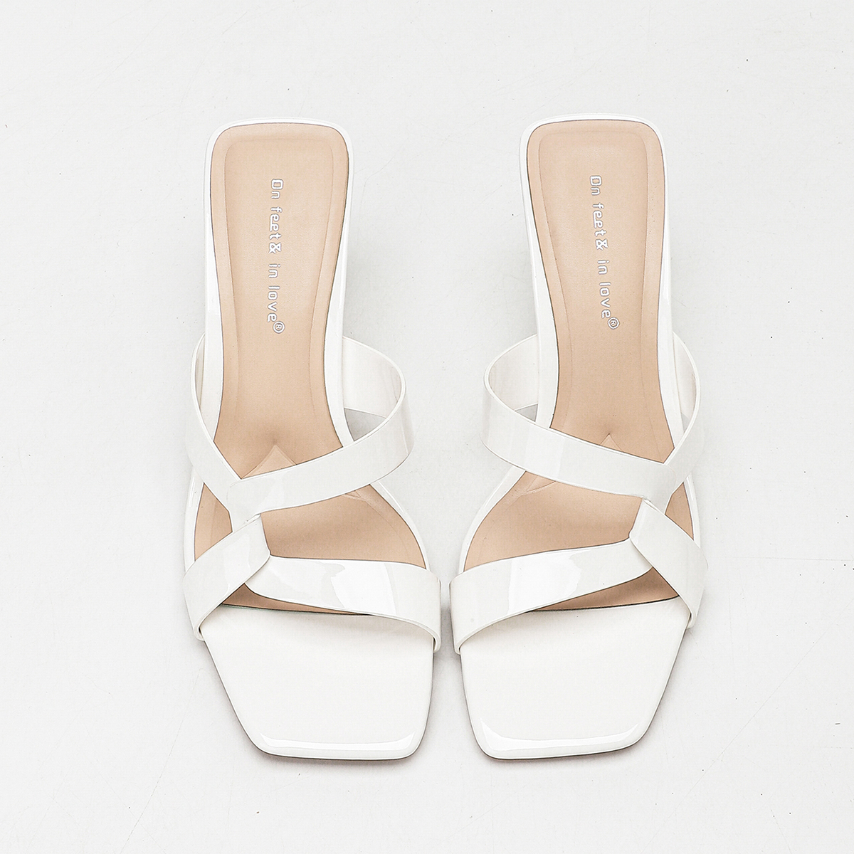 On feet & in love White Square Toe Heel Mules