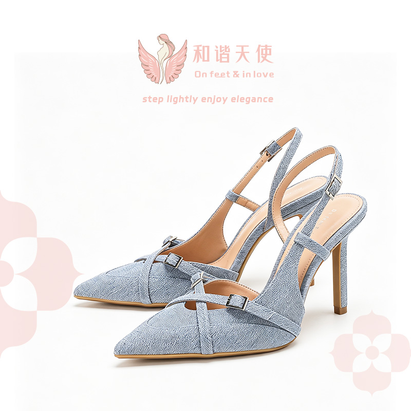 On feet & in love Light Denim Double Buckle Slingbacks