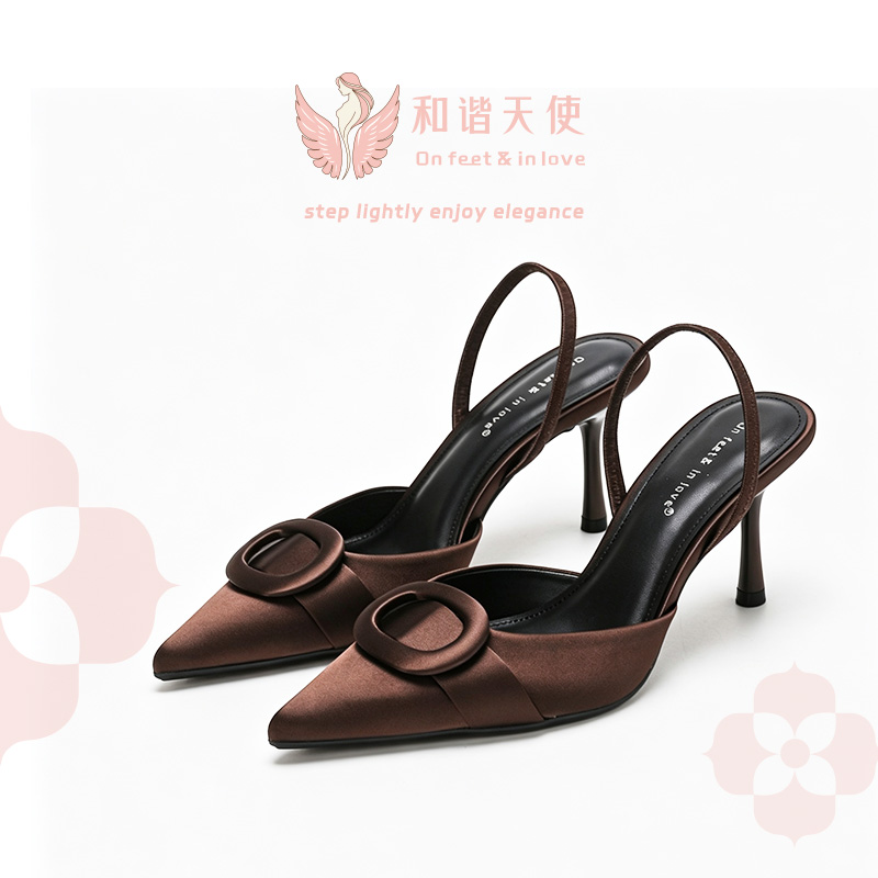 On feet & in love Brown Satin Ring Slingback St...
