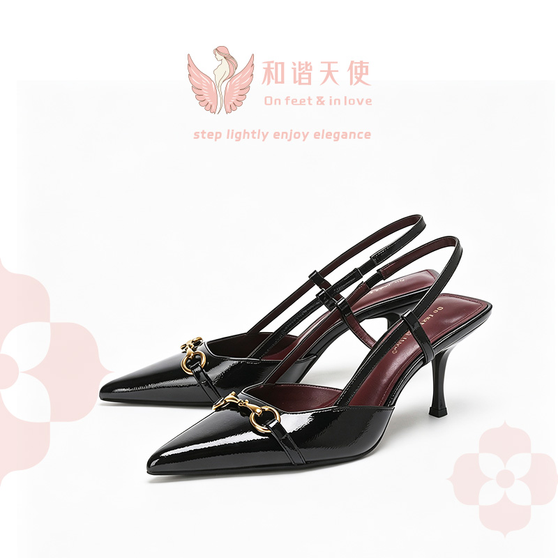 On feet & in love Black Patent Horsebit Slingbacks