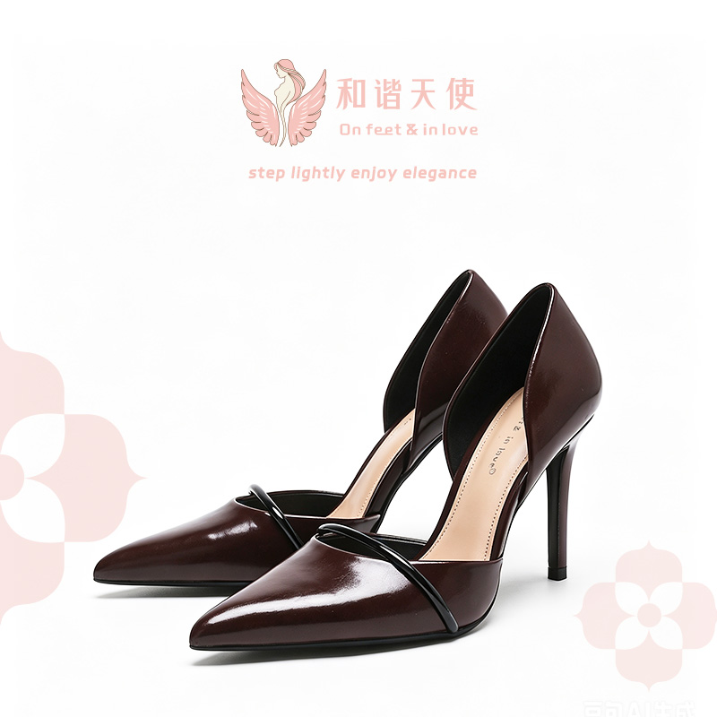 On feet & in love Burgundy Gloss D'Orsay Stilettos