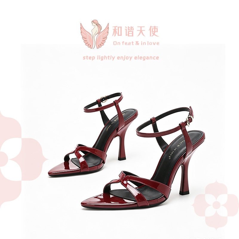 On feet & in love Burgundy Crisscross Ankle Strap Stilettos