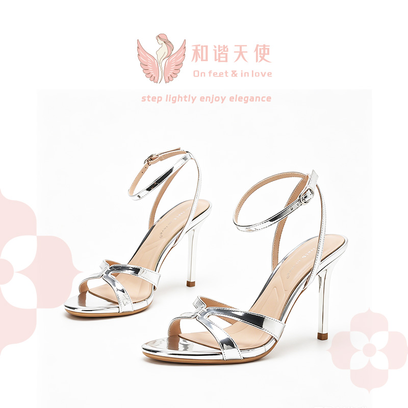 On feet & in love Silver Metallic Crisscross Ankle Stilettos
