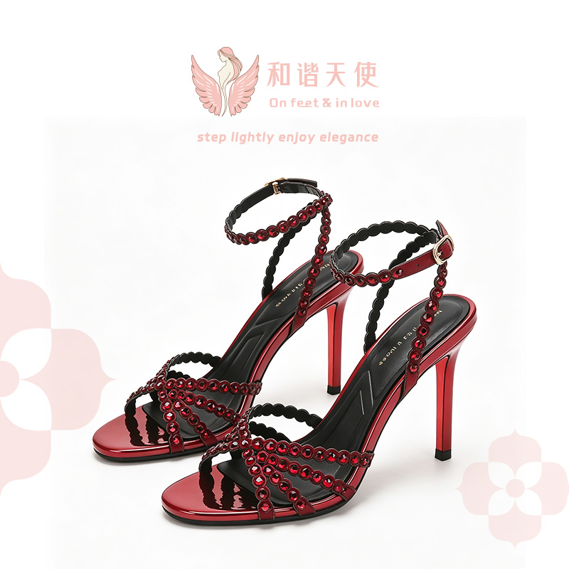 On feet & in love Red Rhinestone Crisscross Ank...