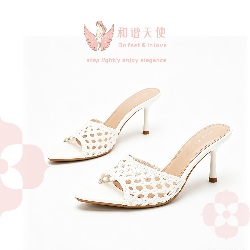 On feet & in love White Woven Mesh Stiletto Mules
